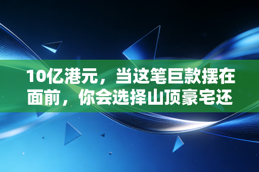 10亿港元，当这笔巨款摆在面前，你会选择山顶豪宅还是梦想独角兽？