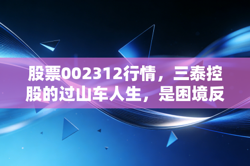 股票002312行情,三泰控股的过山车人生,是困境反转还是昙花一现?