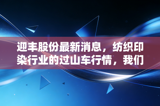 迎丰股份最新消息,纺织印染行业的过山车行情,我们该如何看懂这家绍兴龙头的起伏?