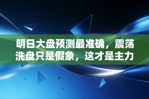 明日大盘预测最准确,震荡洗盘只是假象,这才是主力真实的意图!