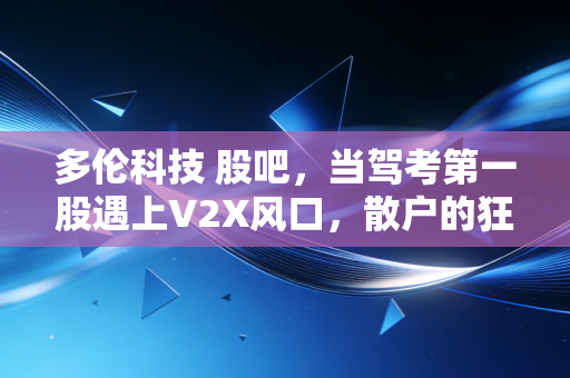 多伦科技 股吧，当驾考第一股遇上V2X风口，散户的狂欢还是价值投资的洼地？