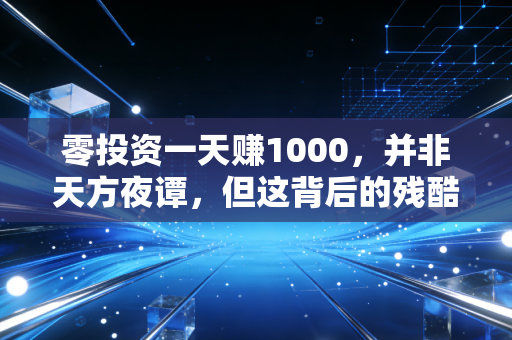 零投资一天赚1000，并非天方夜谭，但这背后的残酷真相你必须知道