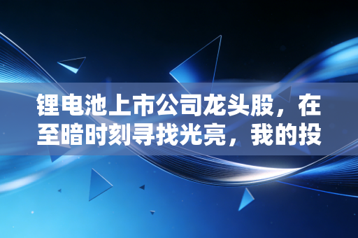 锂电池上市公司龙头股，在至暗时刻寻找光亮，我的投资逻辑与实战复盘