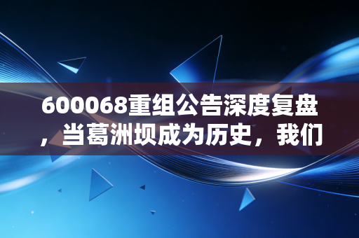 600068重组公告深度复盘，当葛洲坝成为历史，我们该如何看懂央企的大棋局？