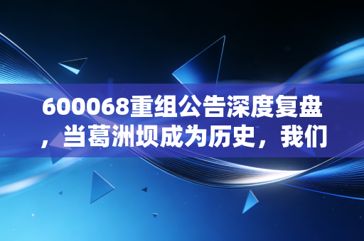 600068重组公告深度复盘，当葛洲坝成为历史，我们该如何看懂央企的大棋局？