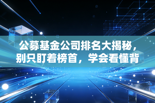 公募基金公司排名大揭秘，别只盯着榜首，学会看懂背后的门道才是赚钱的开始