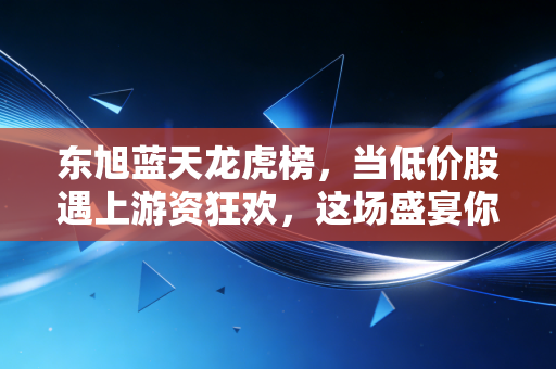 东旭蓝天龙虎榜，当低价股遇上游资狂欢，这场盛宴你能坚持到最后吗？