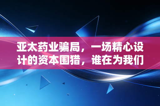 亚太药业骗局，一场精心设计的资本围猎，谁在为我们的贪婪买单？