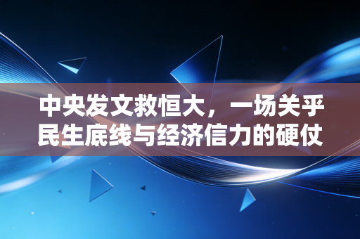中央发文救恒大,一场关乎民生底线与经济信力的硬仗