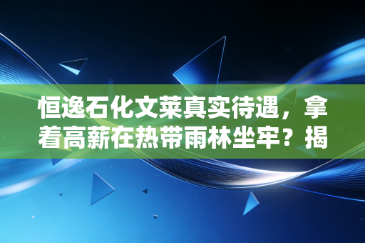 恒逸石化文莱真实待遇,拿着高薪在热带雨林坐牢?揭秘出海打工的残酷真相