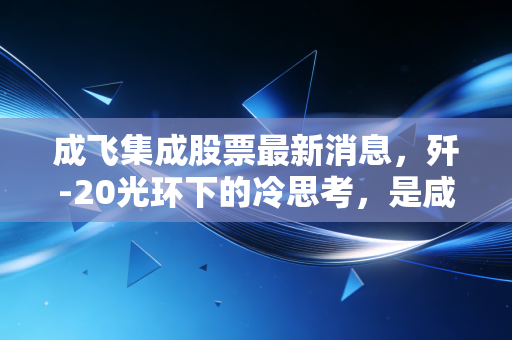 成飞集成股票最新消息,歼-20光环下的冷思考,是咸鱼翻身还是空中楼阁?