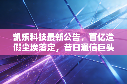 凯乐科技最新公告，百亿造假尘埃落定，昔日通信巨头陨落背后的血泪教训