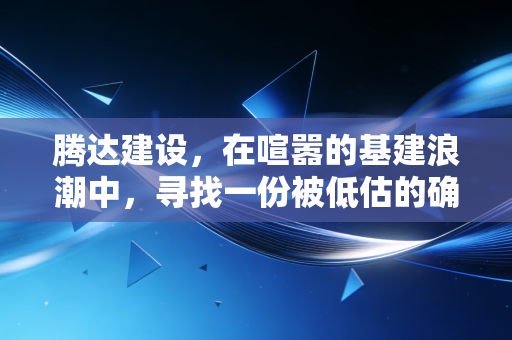 腾达建设,在喧嚣的基建浪潮中,寻找一份被低估的确定性