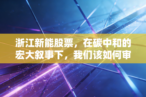 浙江新能股票，在碳中和的宏大叙事下，我们该如何审视这艘绿电巨轮？