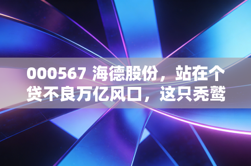 000567 海德股份，站在个贷不良万亿风口，这只秃鹫能飞多高？