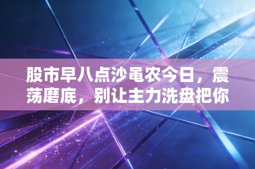 股市早八点沙黾农今日，震荡磨底，别让主力洗盘把你洗下车！