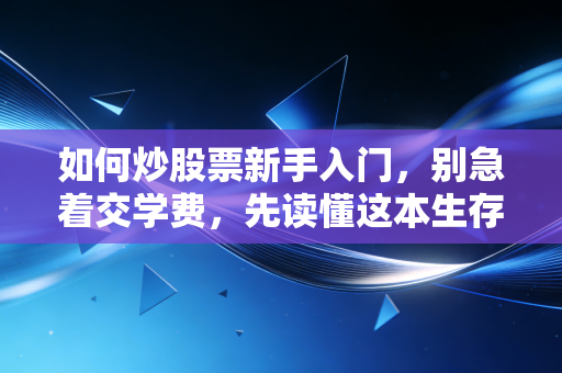 如何炒股票新手入门,别急着交学费,先读懂这本生存指南