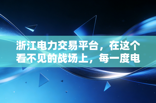 浙江电力交易平台,在这个看不见的战场上,每一度电都在为浙江经济精打细算