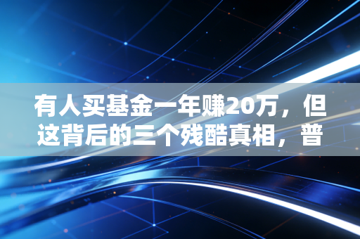 有人买基金一年赚20万,但这背后的三个残酷真相,普通人未必承受得住