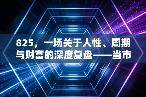 825，一场关于人性、周期与财富的深度复盘——当市场按下恐慌键时，我们该如何自处？