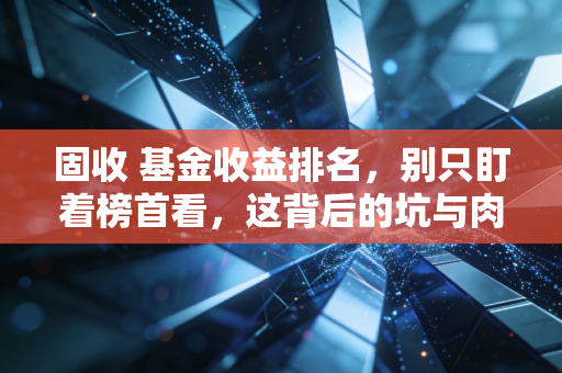 固收 基金收益排名,别只盯着榜首看,这背后的坑与肉大揭秘