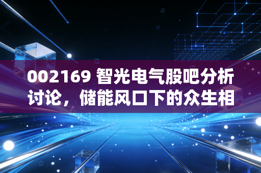 002169 智光电气股吧分析讨论,储能风口下的众生相与投资逻辑