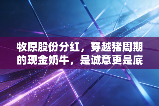 牧原股份分红,穿越猪周期的现金奶牛,是诚意更是底气