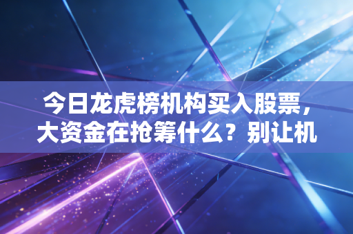 今日龙虎榜机构买入股票,大资金在抢筹什么?别让机构光环蒙蔽了双眼