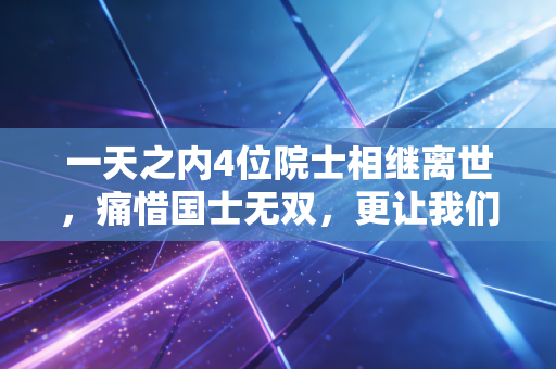 一天之内4位院士相继离世,痛惜国士无双,更让我们读懂财富背后的生命底色