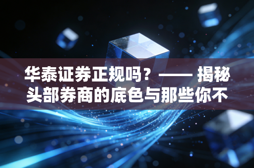 华泰证券正规吗?—— 揭秘头部券商的底色与那些你不知道的坑