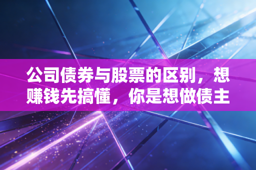 公司债券与股票的区别,想赚钱先搞懂,你是想做债主还是当老板?