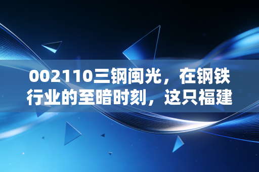 002110三钢闽光,在钢铁行业的至暗时刻,这只福建钢王还能打吗?