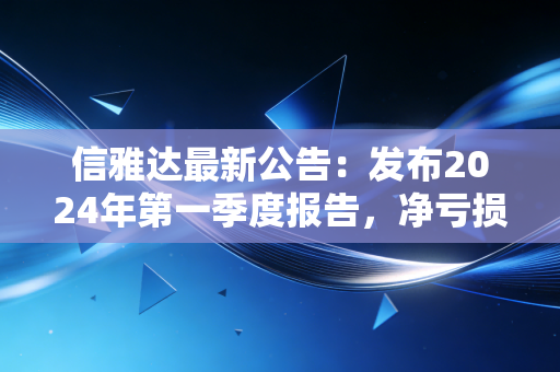 信雅达最新公告：发布2024年第一季度报告，净亏损4900万元