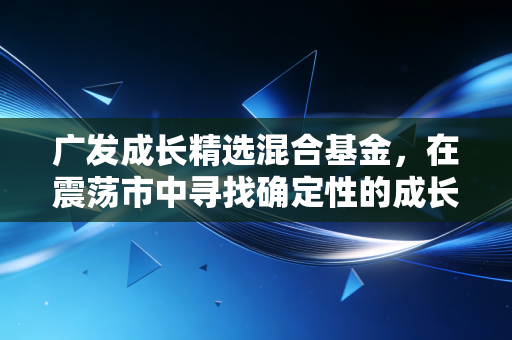 广发成长精选混合基金,在震荡市中寻找确定性的成长密码,给普通投资者的一剂定心丸