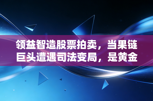 领益智造股票拍卖，当果链巨头遭遇司法变局，是黄金坑还是接盘侠的噩梦？