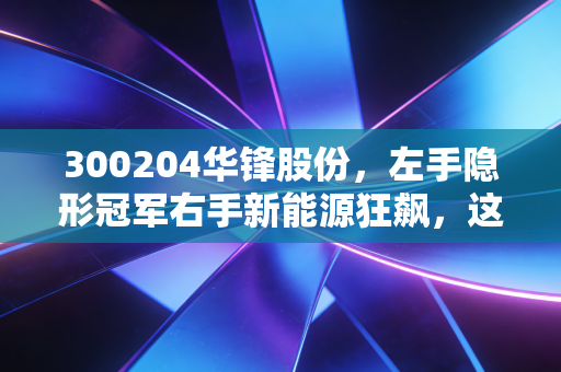 300204华锋股份,左手隐形冠军右手新能源狂飙,这出双轮驱动的大戏你看懂了吗?