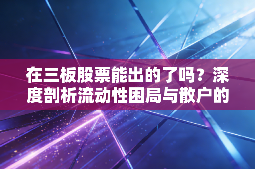在三板股票能出的了吗?深度剖析流动性困局与散户的绝地求生