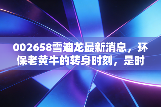 002658雪迪龙最新消息,环保老黄牛的转身时刻,是时候重新审视这只被低估的隐形冠军了吗?