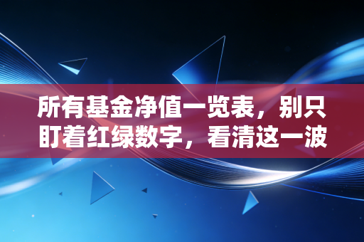 所有基金净值一览表,别只盯着红绿数字,看清这一波行情的真面目