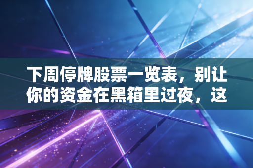 下周停牌股票一览表,别让你的资金在黑箱里过夜,这份避坑与淘金指南请收好