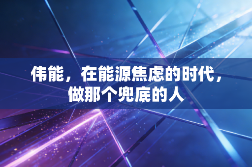伟能，在能源焦虑的时代，做那个兜底的人