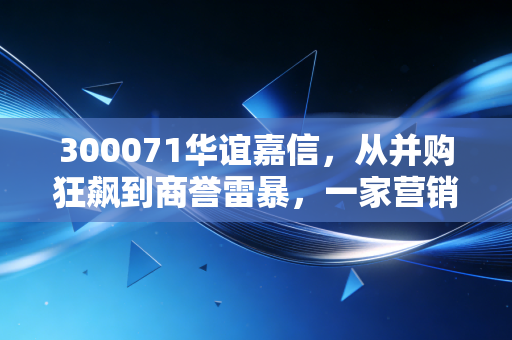 300071华谊嘉信，从并购狂飙到商誉雷暴，一家营销巨头的沉浮启示录