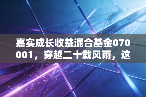 嘉实成长收益混合基金070001,穿越二十载风雨,这只元老级基金还能打吗?