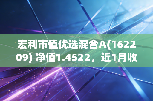 宏利市值优选混合A(162209) 净值1.4522，近1月收益率15.20%，近1年收益率21.57%