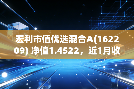 宏利市值优选混合A(162209) 净值1.4522，近1月收益率15.20%，近1年收益率21.57%