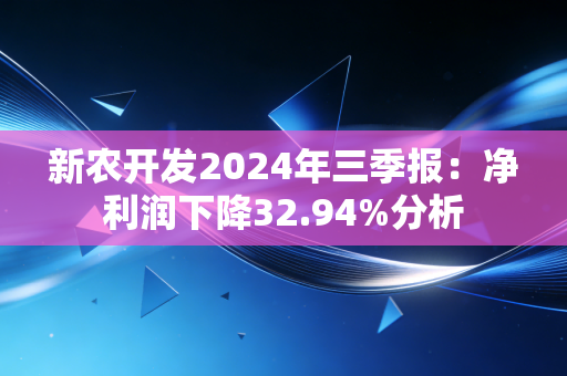 新农开发2024年三季报：净利润下降32.94%分析