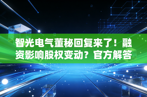 智光电气董秘回复来了!融资影响股权变动?官方解答
