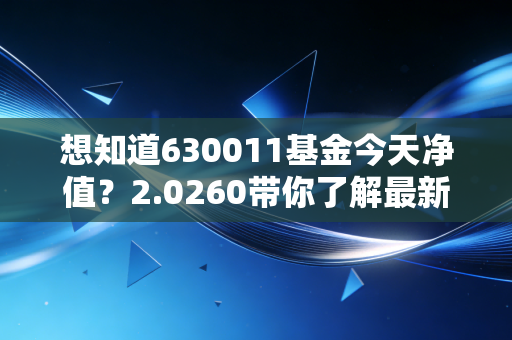 想知道630011基金今天净值？2.0260带你了解最新行情