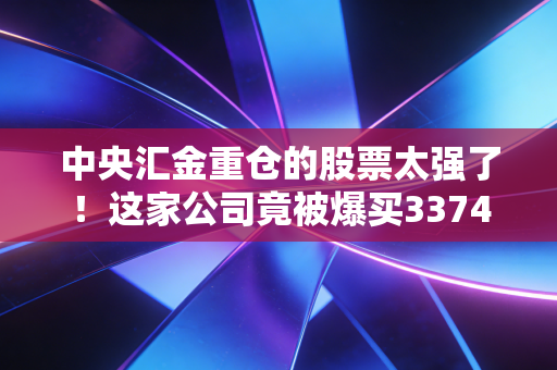 中央汇金重仓的股票太强了!这家公司竟被爆买3374万股!