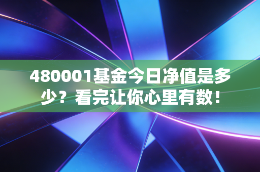 480001基金今日净值是多少?看完让你心里有数!